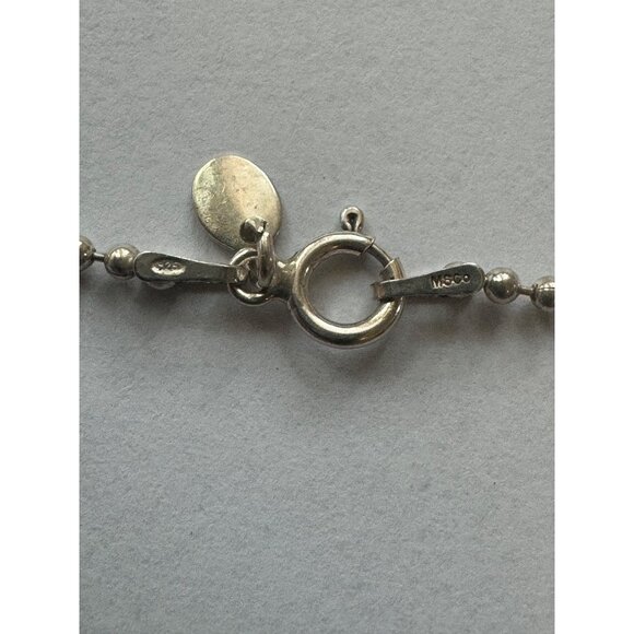 29 Inch 925 Sterling Silver Beaded Chain Necklace w/ 53.7mm Silver Slide Pendant - Picture 5 of 10